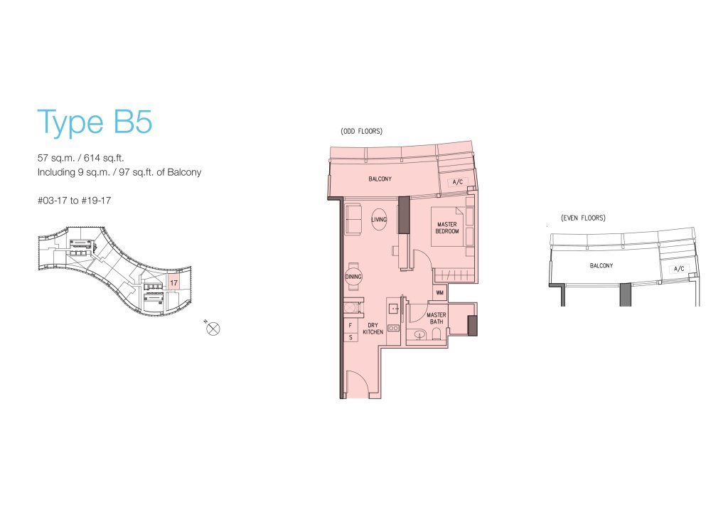 DUO Residences floor plan 614 sqft Type B5