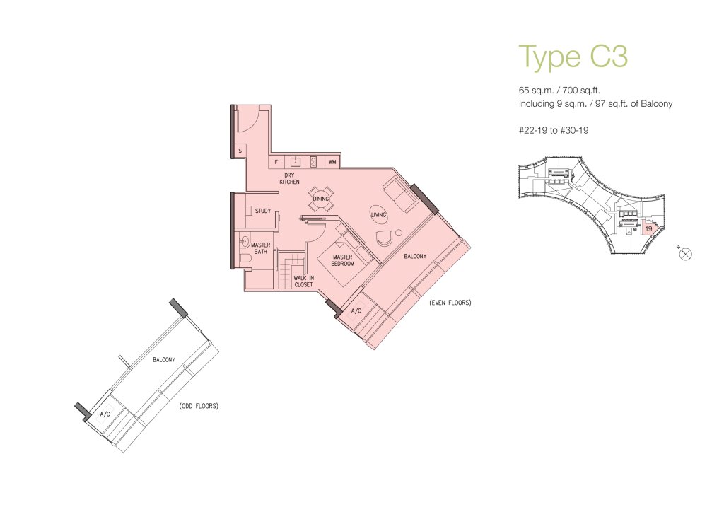DUO Residences floor plan 700 sqft Type C3