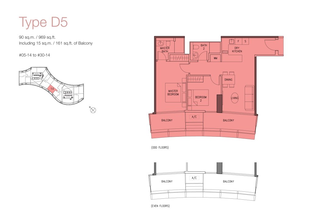 DUO Residences floor plan 969 sqft Type D5