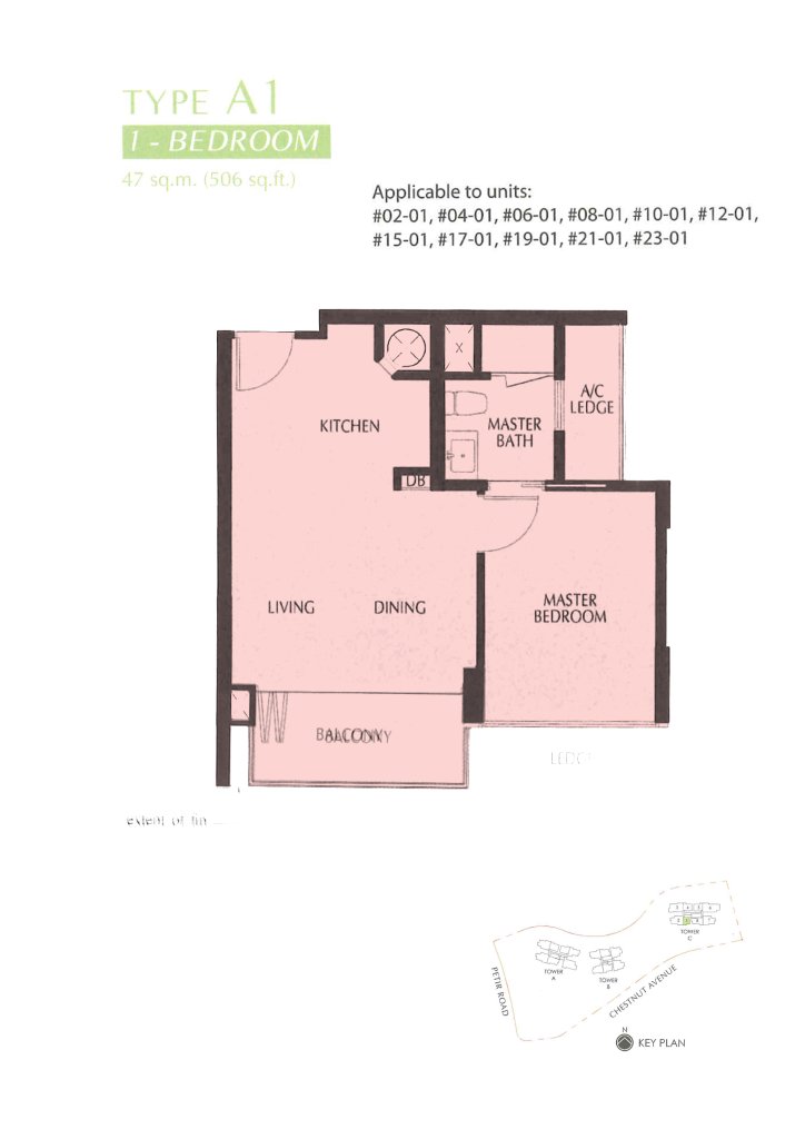 Eco Sanctuary floor plan 506 sqft Type 1BR