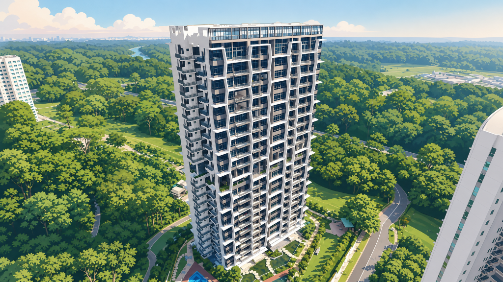 Eco Sanctuary tower above the tree canopy