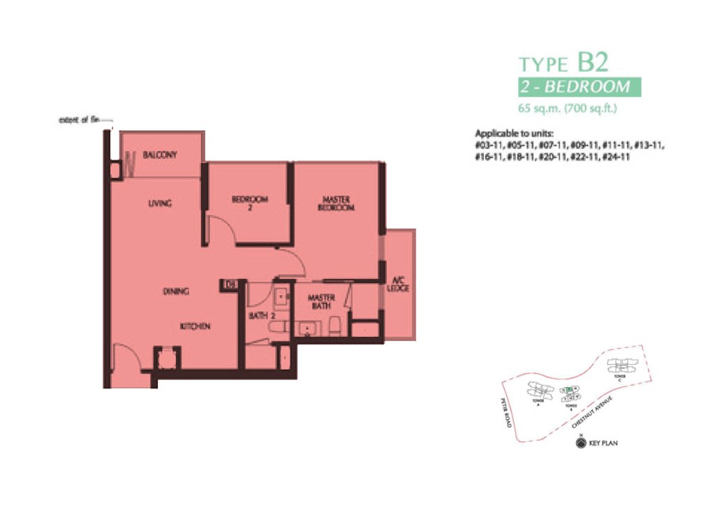 Eco Sanctuary floor plan 700 sqft Type B2