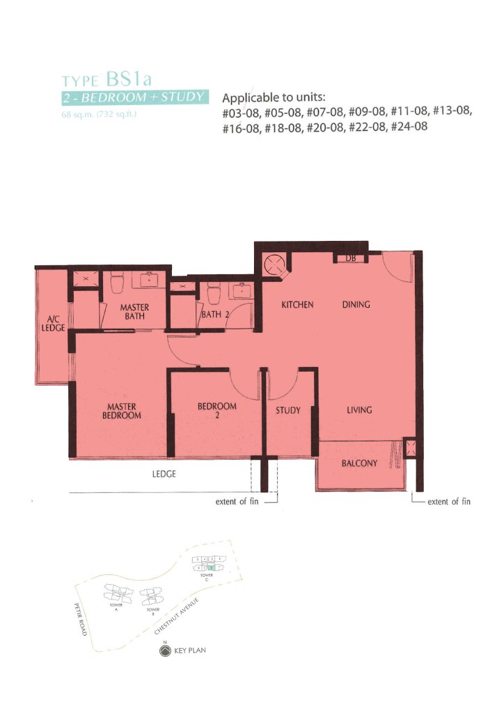 Eco Sanctuary floor plan 732 sqft Type 2B+S