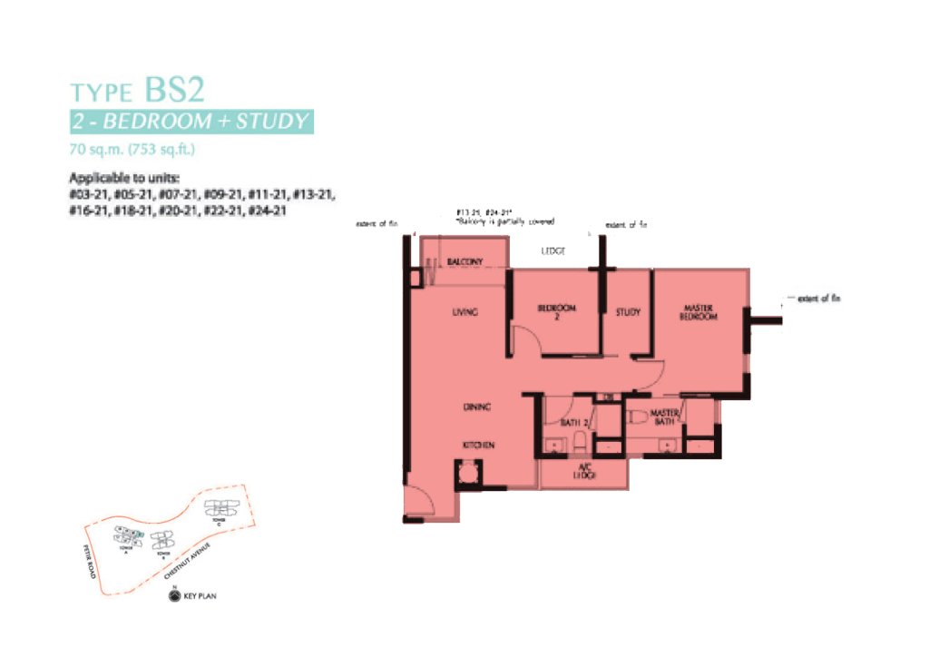 Eco Sanctuary floor plan 753 sqft Type 2BR+S