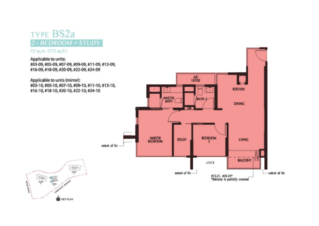 Eco Sanctuary floor plan 775 sqft Type 2B+S