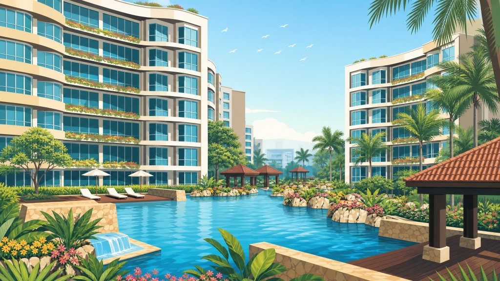 Edelweiss Park Condominiumminium the lagoon pool and blocks
