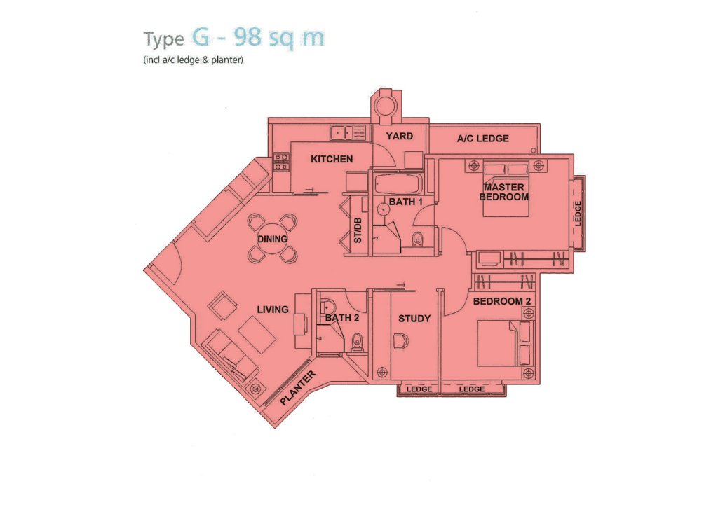 Edelweiss Park Condominium floor plan 1,055 sqft Type G