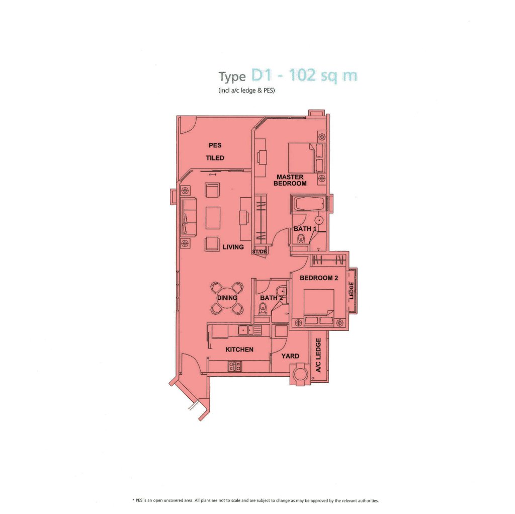 Edelweiss Park Condominium floor plan 1,098 sqft Type D1