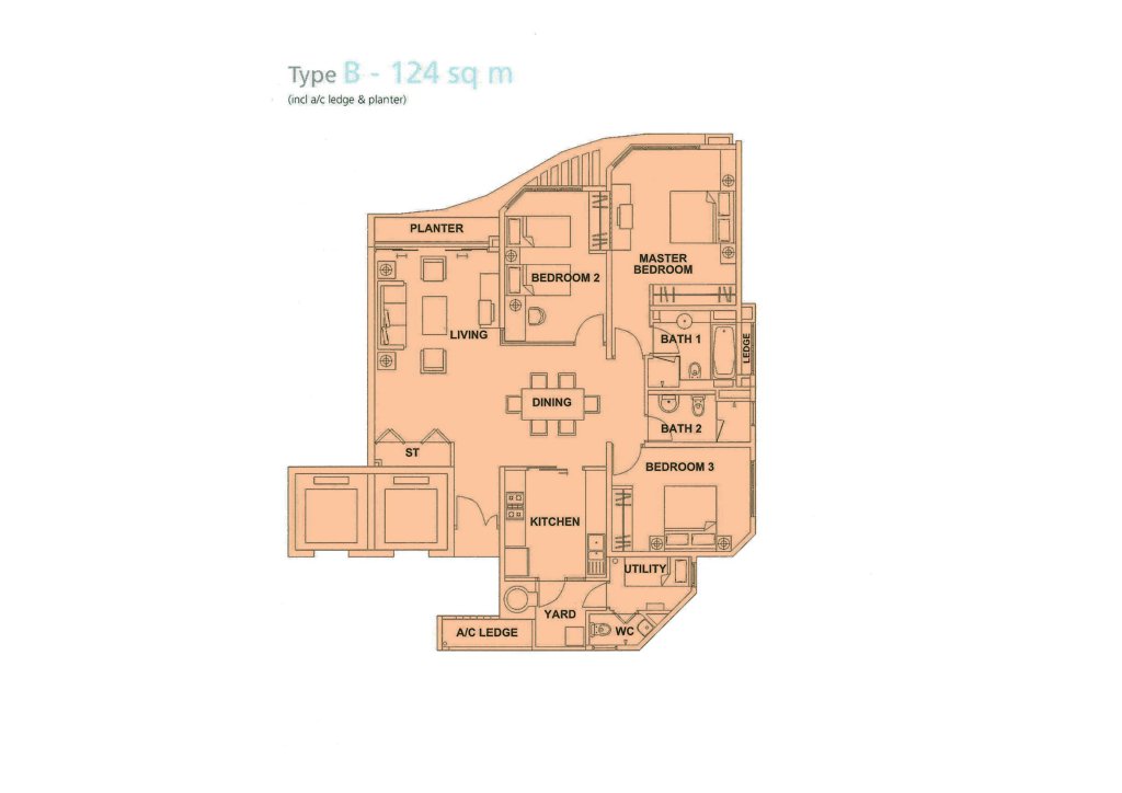 Edelweiss Park Condominium floor plan 1,335 sqft Type B