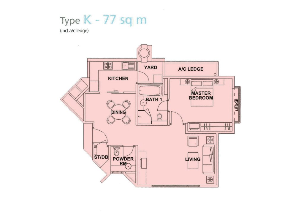 Edelweiss Park Condominium floor plan 829 sqft Type K