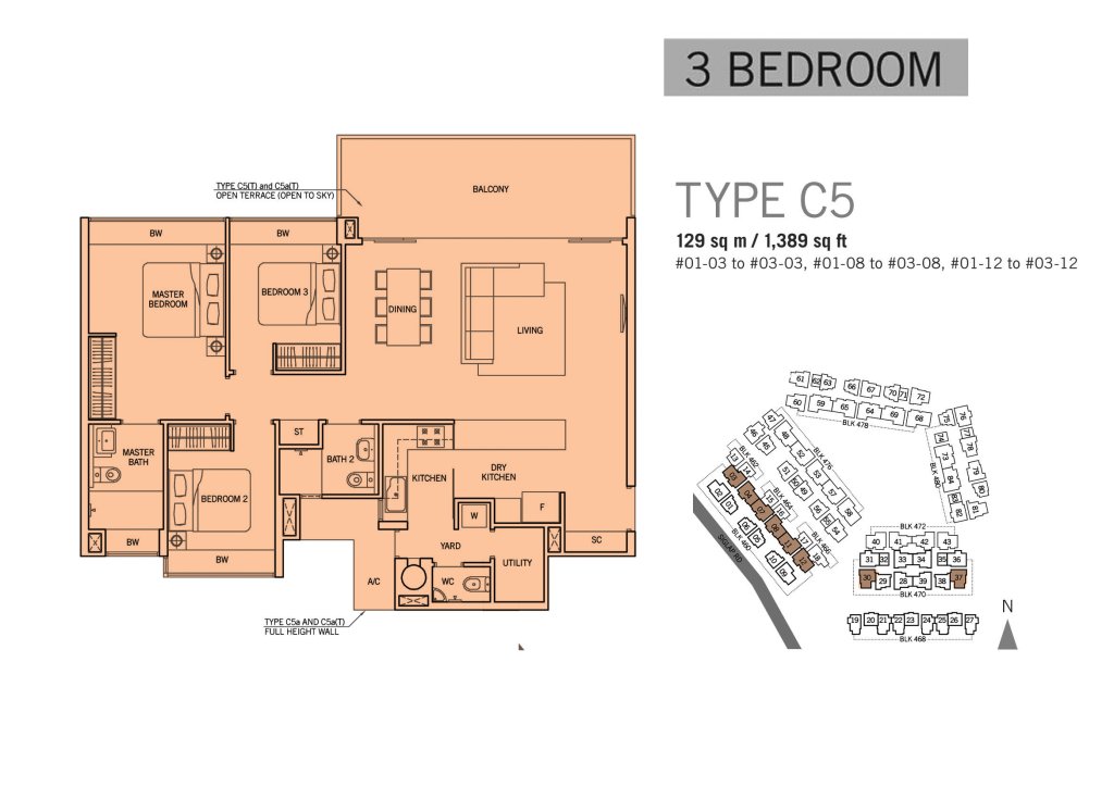 Flamingo Valley floor plan Type C5, 1389 sqft, Bedok, Singapore