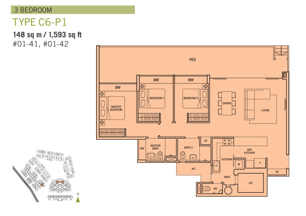 Flamingo Valley floor plan Type C6-P1, 1593 sqft, Bedok, Singapore