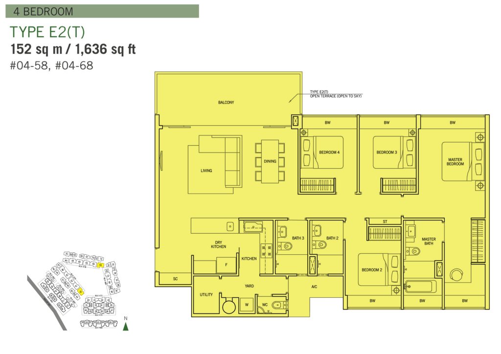 Flamingo Valley floor plan Type E2T, 1636 sqft, Bedok, Singapore