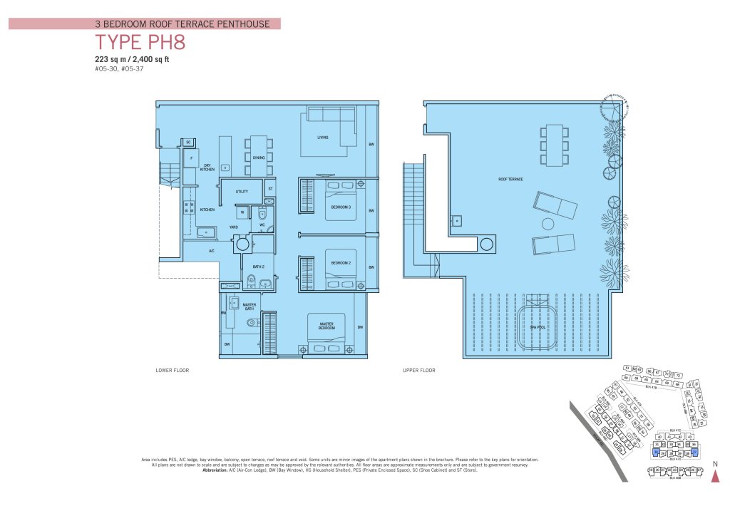 Flamingo Valley floor plan Type PH8, 2400 sqft, Bedok, Singapore