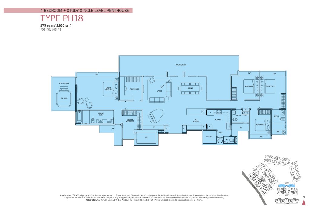 Flamingo Valley floor plan Type PH18, 2960 sqft, Bedok, Singapore