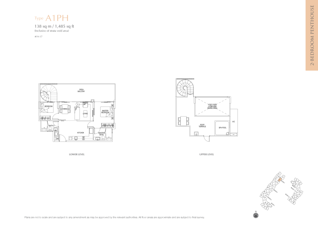 Flo Residence floor plan Type A1-PH, 1485 sqft, Punggol, Singapore