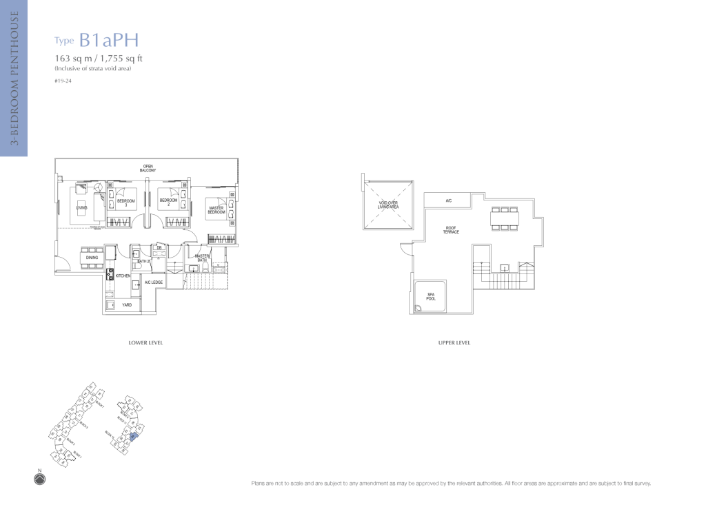Flo Residence floor plan Type B1-PH, 1755 sqft, Punggol, Singapore