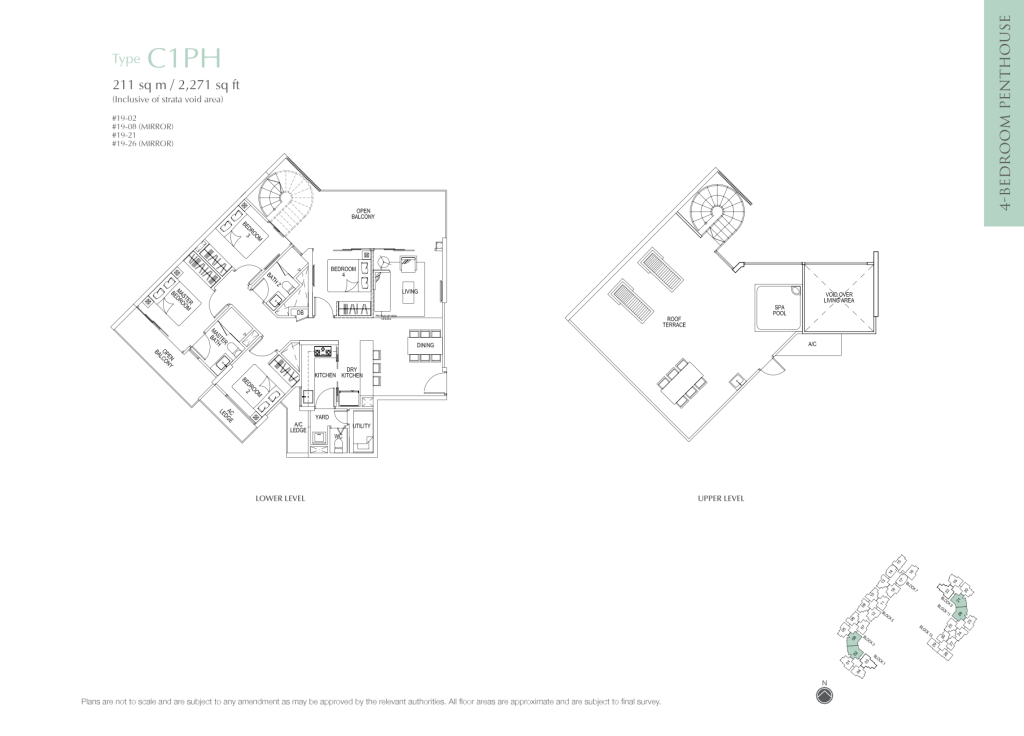 Flo Residence floor plan Type C1-PH, 2271 sqft, Punggol, Singapore