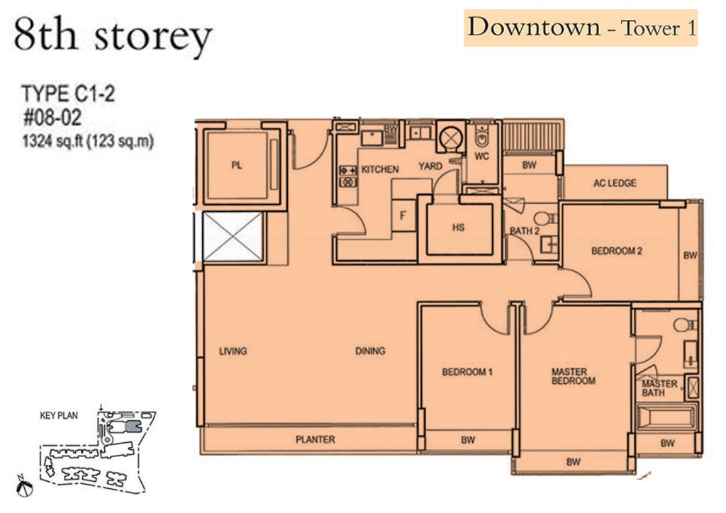 Floridian floor plan 1,324 sqft Type C1-2