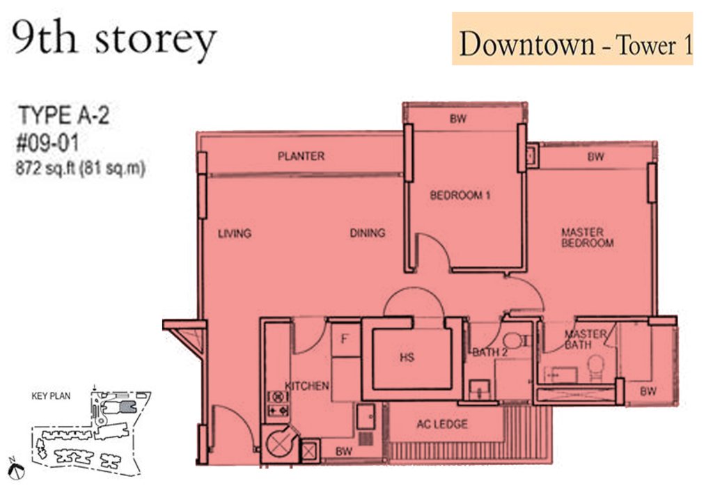 Floridian floor plan 872 sqft Type A2