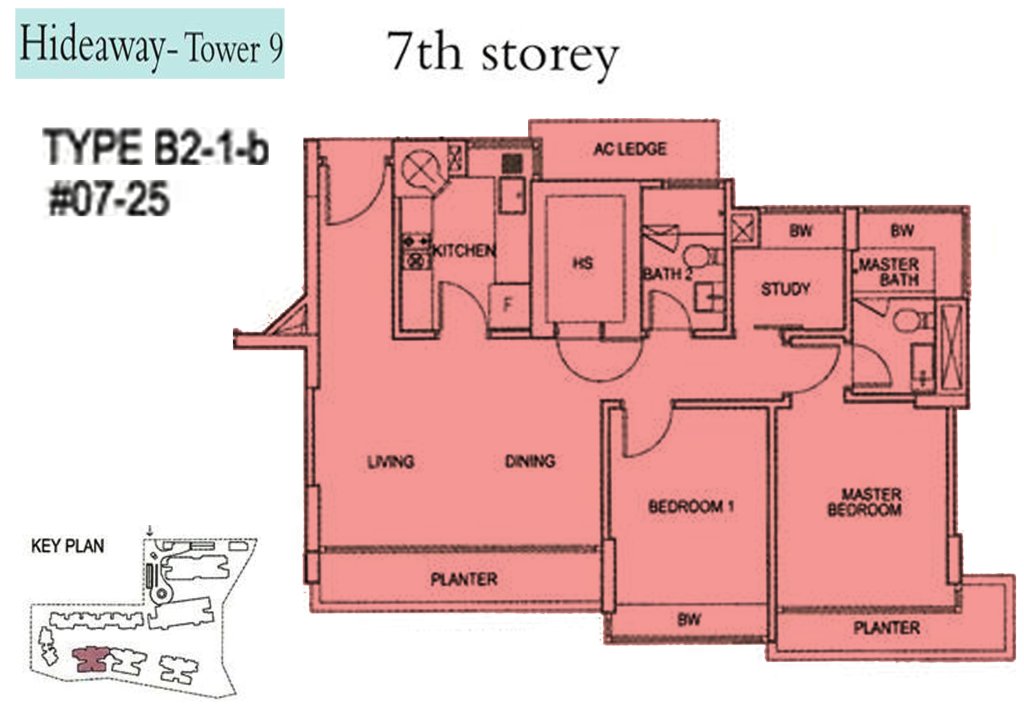 Floridian floor plan 958 sqft Type B2-1-B