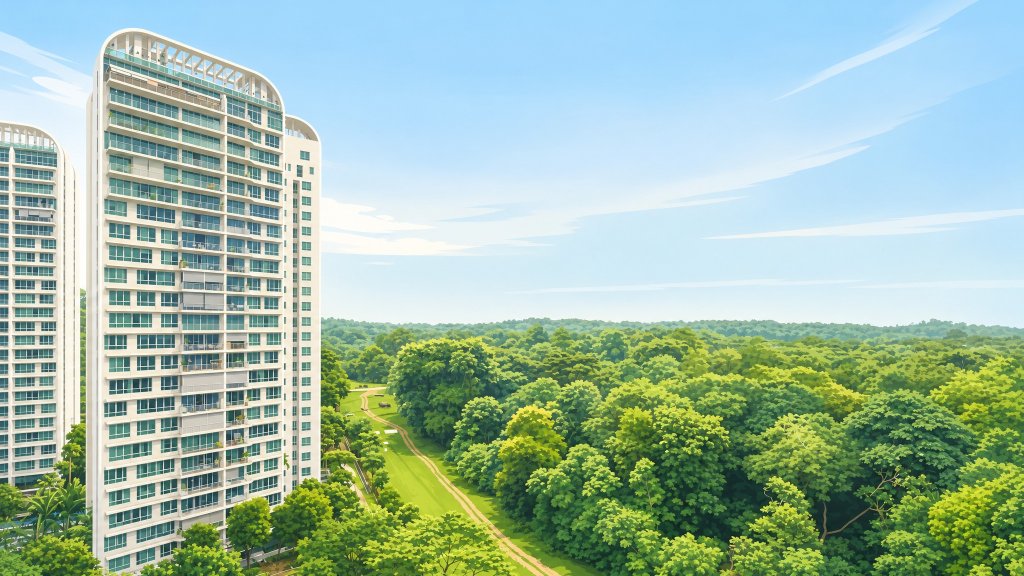 Foresque Residences tower overlooking the forest canopy