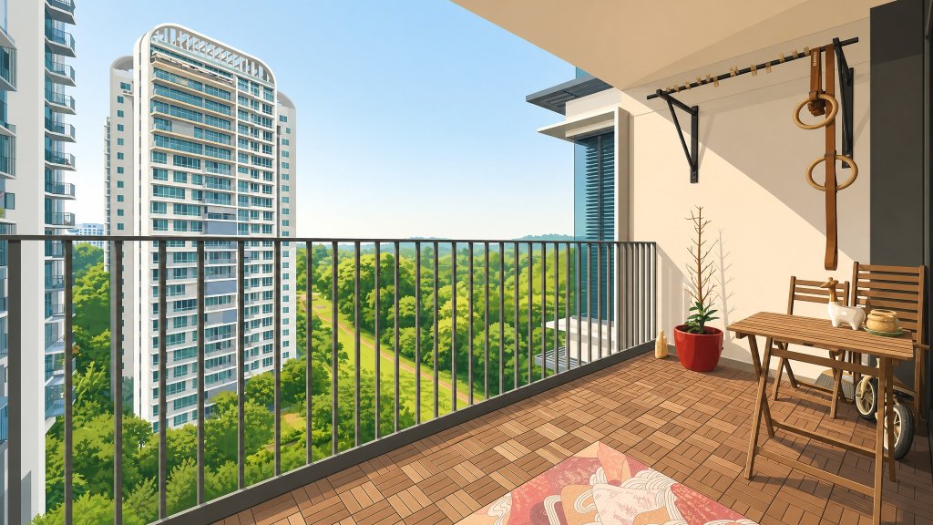 Foresque Residences balcony overlooking the greenery