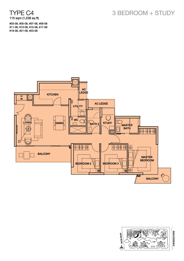 Foresque Residences floor plan 1,238 sqft Type C4