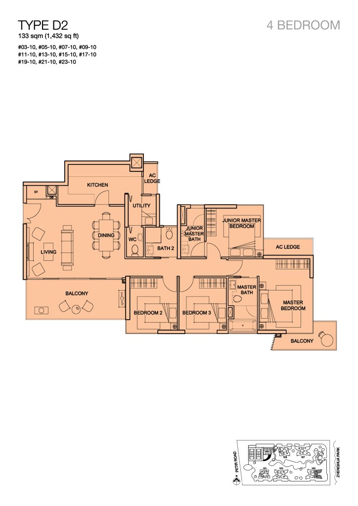 Foresque Residences floor plan 1,432 sqft Type D2