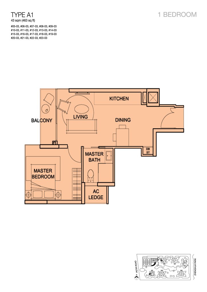 Foresque Residences floor plan 463 sqft Type A1