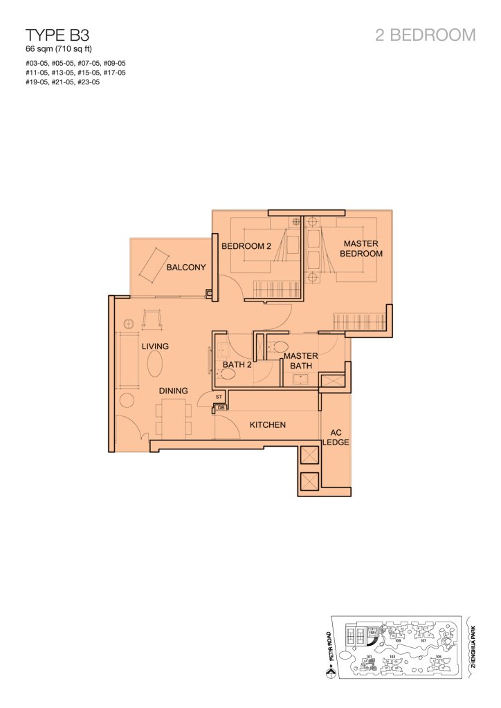Foresque Residences floor plan 710 sqft Type B3