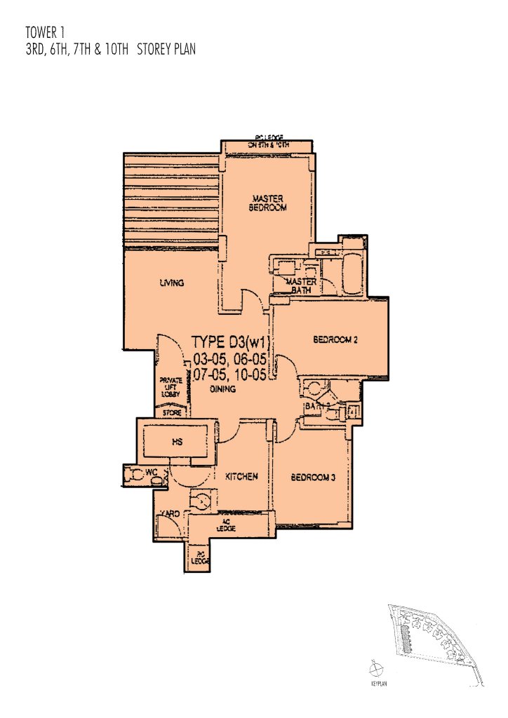 Gardenvista floor plan 1,109 sqft Type D3