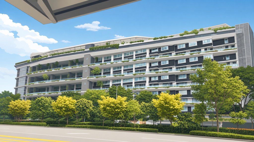 Gardenvista street view of a block with planted balconies