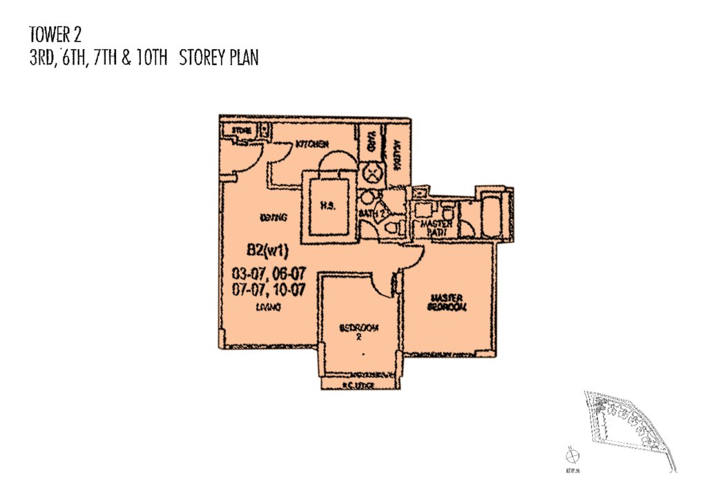 Gardenvista floor plan 850 sqft Type B2