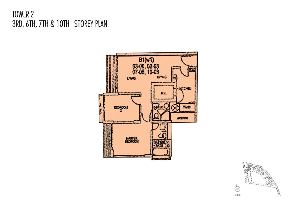Gardenvista floor plan 872 sqft Type B1
