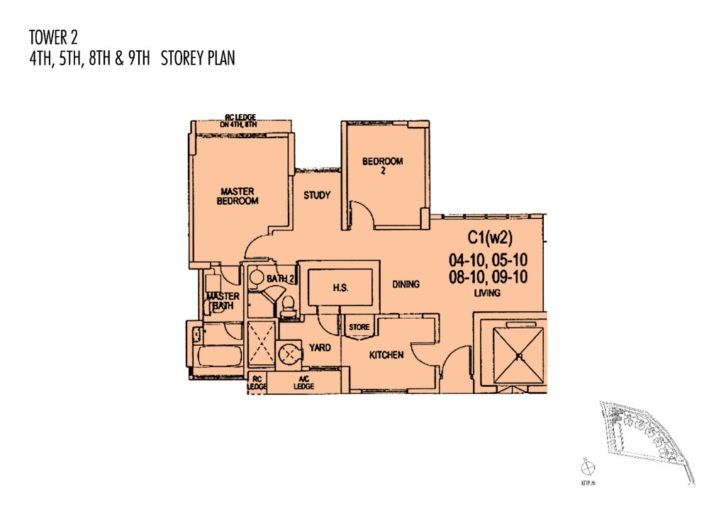 Gardenvista floor plan 926 sqft Type C1