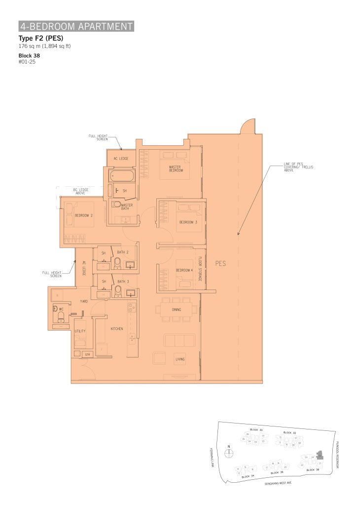 H2O Residences floor plan 1,894 sqft Type F2(PES)