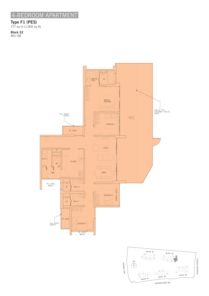 H2O Residences floor plan 1,905 sqft Type F1(PES)