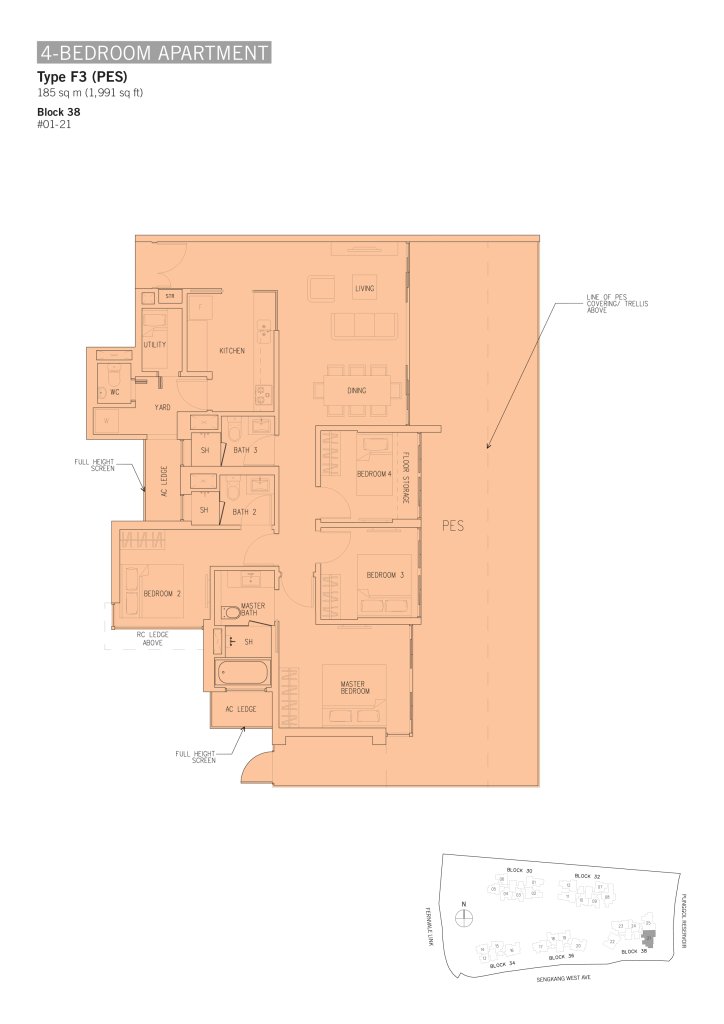 H2O Residences floor plan 1,991 sqft Type F3(PES)
