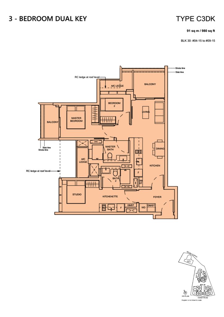 Haus on Handy floor plan 980 sqft Type C3DK
