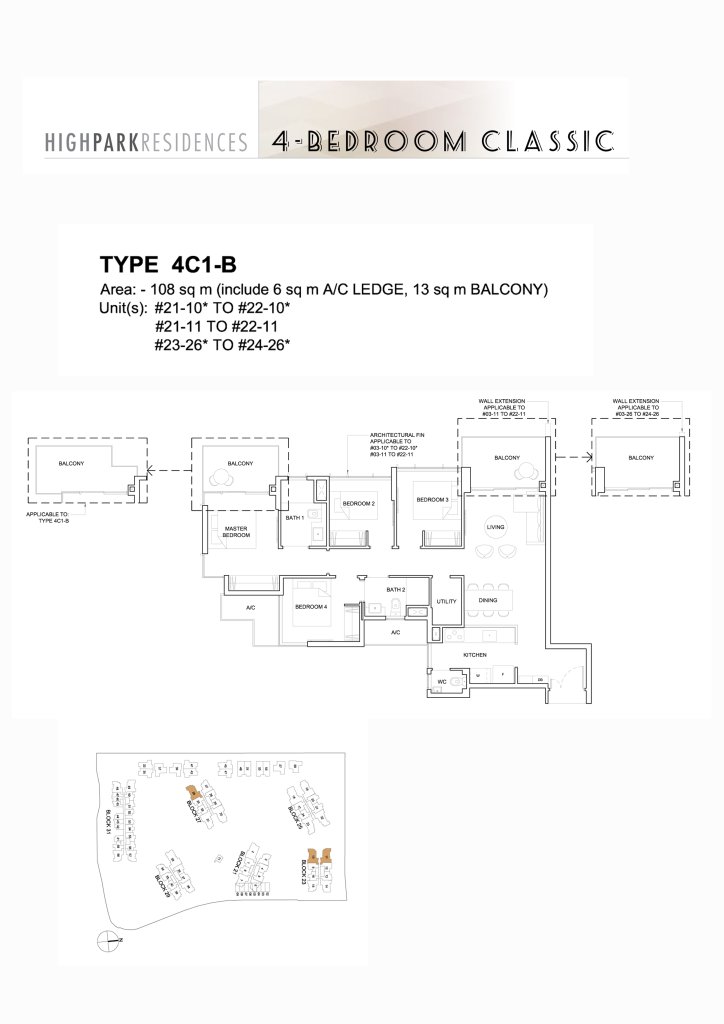 High Park Residences floor plan 1,163 sqft Type 4C1-B