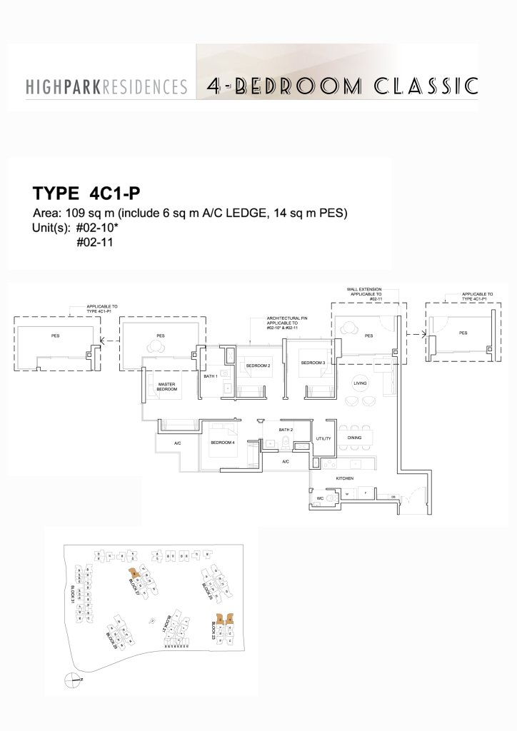 High Park Residences floor plan 1,173 sqft Type 4C1-P