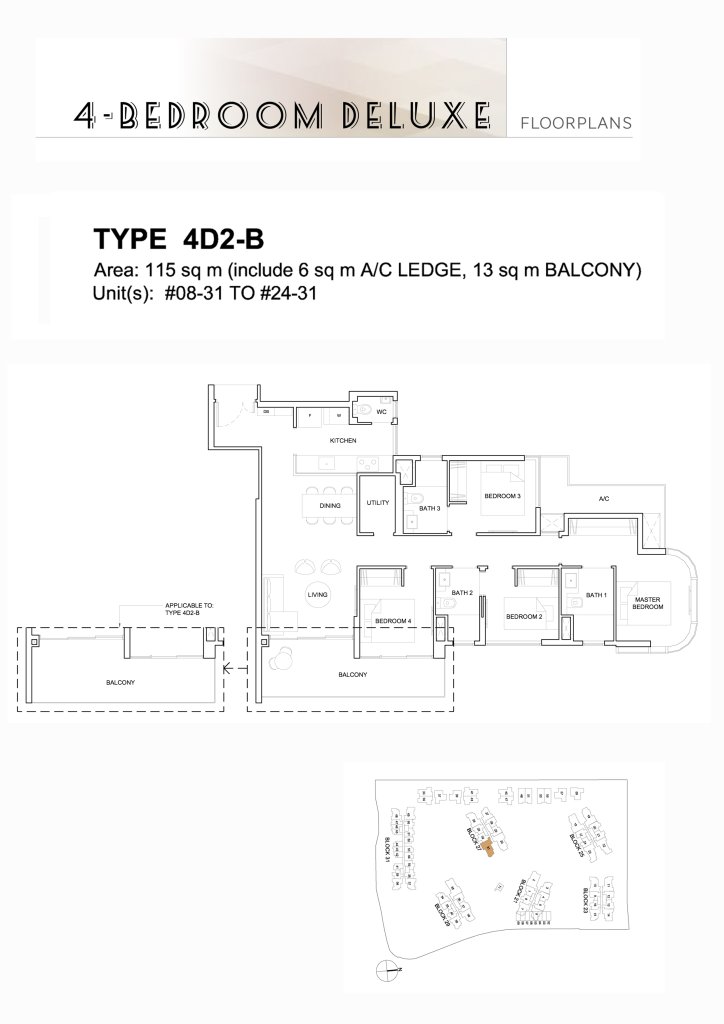 High Park Residences floor plan 1,238 sqft Type 4D2-B