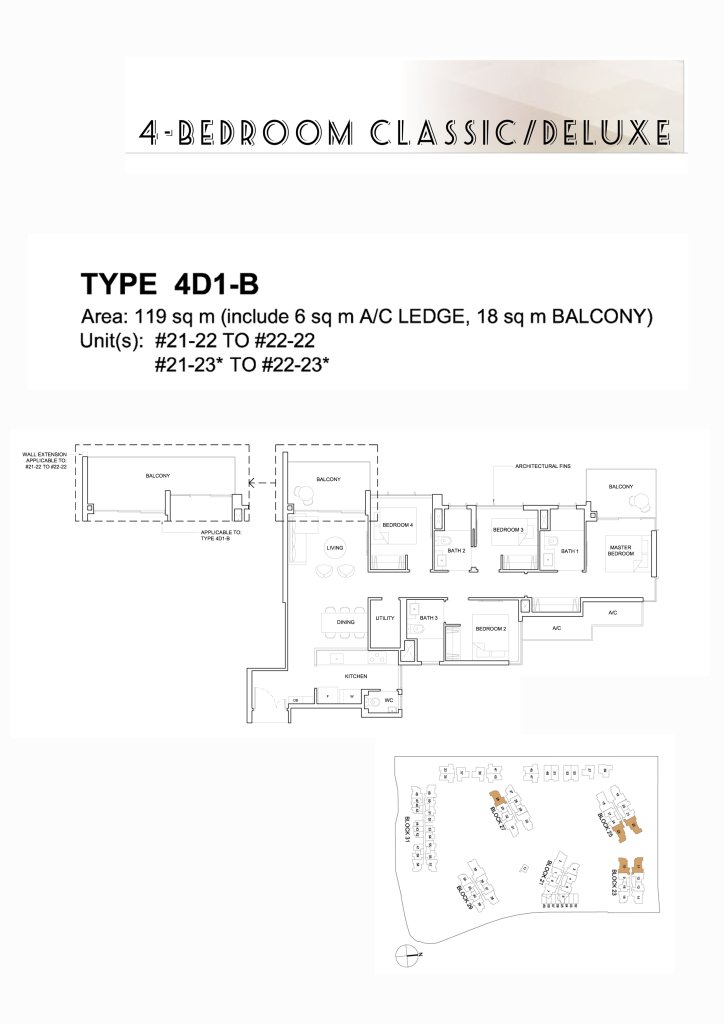 High Park Residences floor plan 1,281 sqft Type 4D1-B