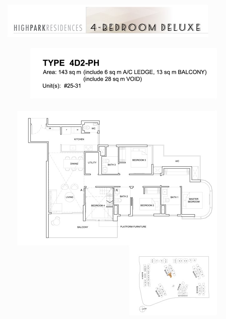 High Park Residences floor plan 1,539 sqft Type 4D2-PH