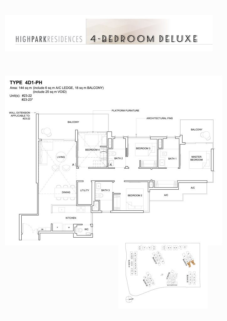 High Park Residences floor plan 1,550 sqft Type 4D1-PH