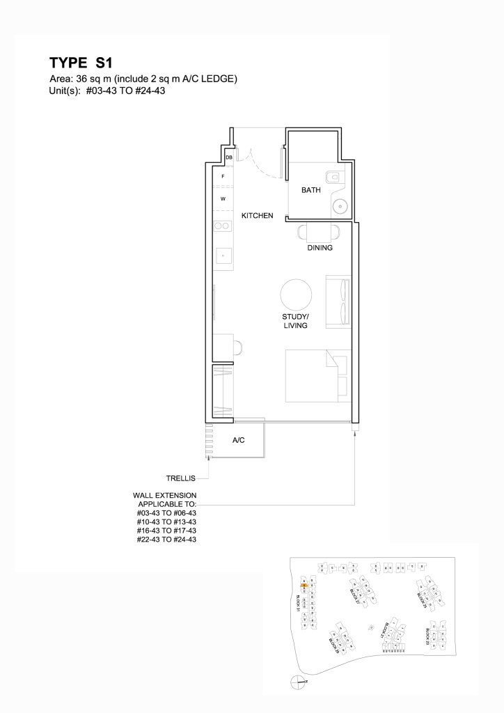 High Park Residences floor plan 388 sqft Type S1