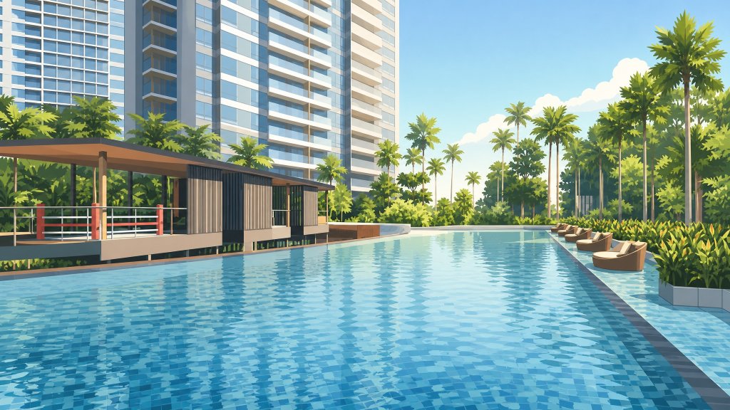 High Park Residences lap pool and poolside pavilion