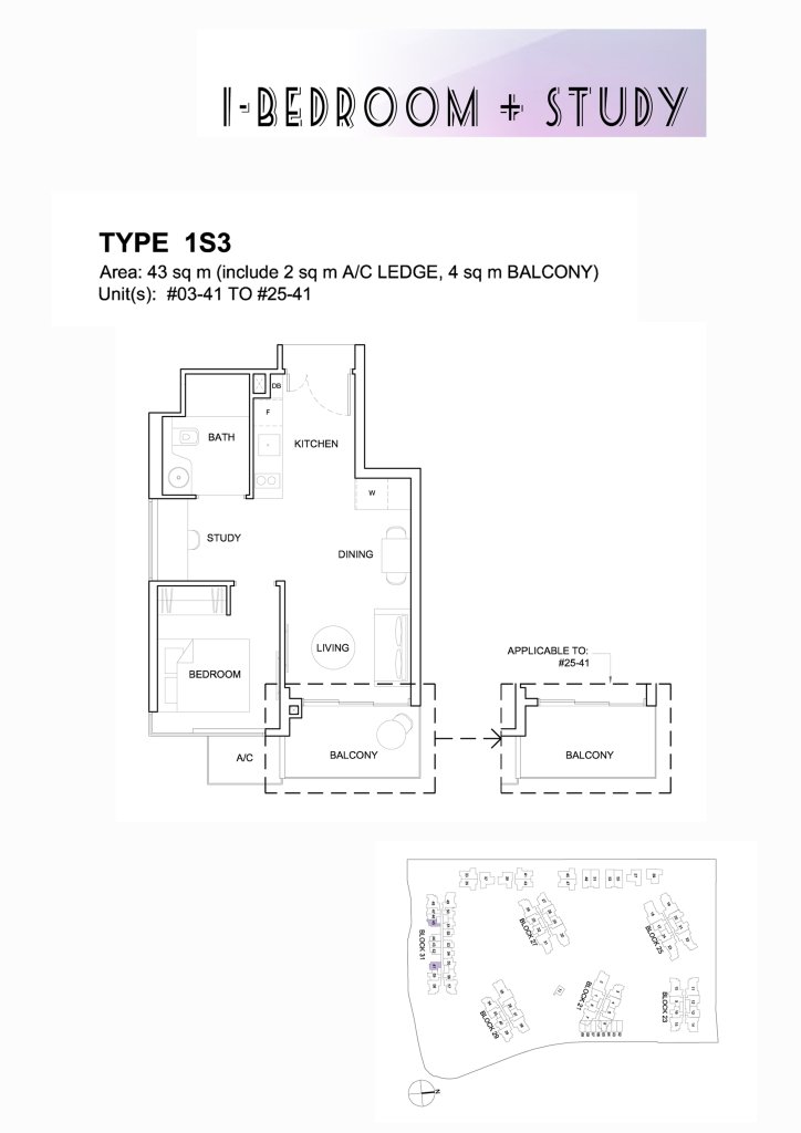 High Park Residences floor plan 463 sqft Type 1S3
