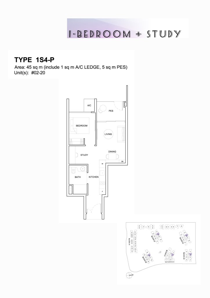 High Park Residences floor plan 484 sqft Type 1S4-P